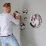 foto op hout muur cirkel rond