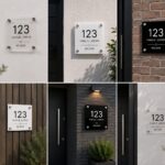 Persoonlijk huisnummerbordje van plexiglas bij de voordeur
